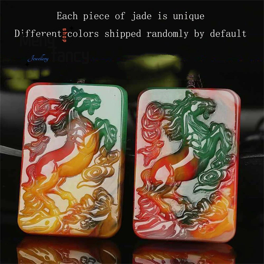Natural Hetian Colorful Jade One Horse Leads The Way Pendant Fashion Charms Amulets Jewelry Women Men Sweater Chain Holiday Gift
Natural Hetian Colorful Jade One Horse Leads The Way Pendant Fashion Charms Amulets Jewelry Women Men Sweater Chain Holiday Gift