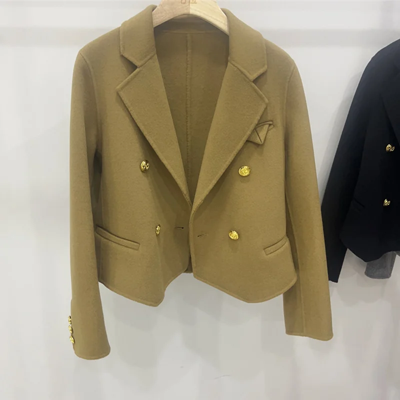 2022 Autumn/Winter Short Suit Double sided Cashmere Coat for Women's High end Korean Small Figure Woolen Coat
2022 Autumn/Winter Short Suit Double sided Cashmere Coat for Women's High end Korean Small Figure Woolen Coat