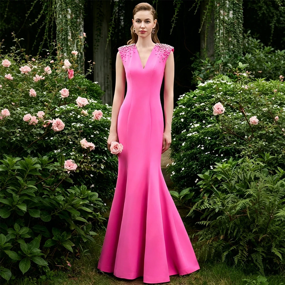 Customized Modern Evening Dress Hot Pink Beading V Neck Mermaid Women's Evening Gowns Long Trumpet Wedding Guest Dresses 2026
Customized Modern Evening Dress Hot Pink Beading V Neck Mermaid Women's Evening Gowns Long Trumpet Wedding Guest Dresses 2026