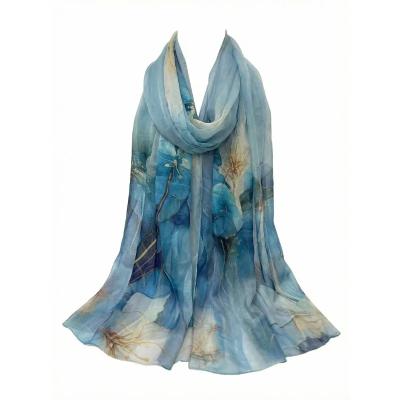 Lightweight 100% Mulberry Silk Chiffon Scarf for Women Oblong Shawl Neck Scarf Beach Wrap Headscarf Gift Pack Light Blue Floral
Lightweight 100% Mulberry Silk Chiffon Scarf for Women Oblong Shawl Neck Scarf Beach Wrap Headscarf Gift Pack Light Blue Floral