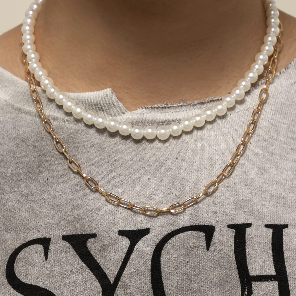 Necklace Men's Jewelry Double-layer Imitation Pearl Distinctive New All-match Necklace Necklace
Necklace Men's Jewelry Double-layer Imitation Pearl Distinctive New All-match Necklace Necklace