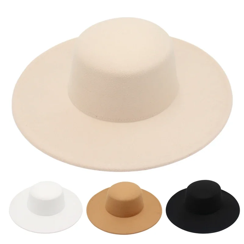 Wool Classic Solid Color Women Fedora Hats Gentleman Jazz For Men Retro Church Lady Flat Wide Big Brim Dress Round Top Felt Hat
Wool Classic Solid Color Women Fedora Hats Gentleman Jazz For Men Retro Church Lady Flat Wide Big Brim Dress Round Top Felt Hat