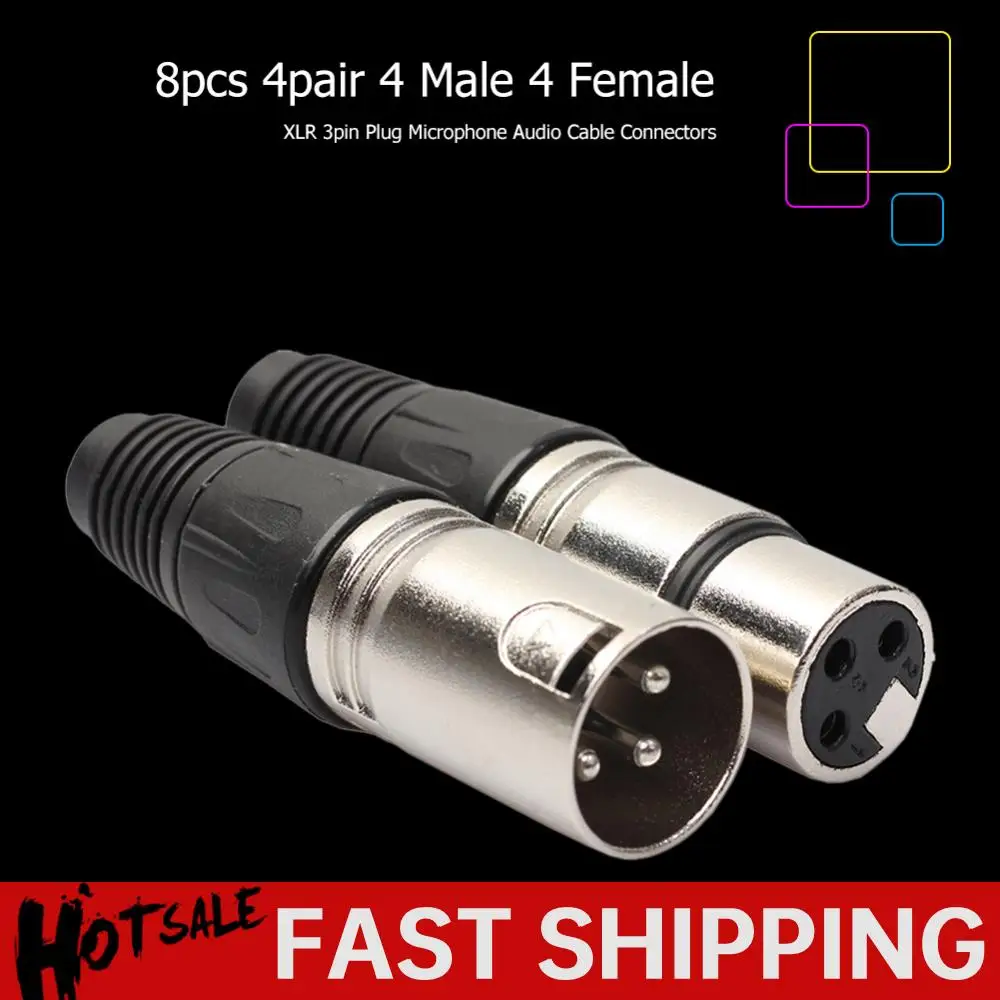8pcs Microphone Plug 4 Male 4 Female 3Pin Audio Microphone Connector Zinc Alloy Socket Panel Mount Chassis for Mixer Amplifier
8pcs Microphone Plug 4 Male 4 Female 3Pin Audio Microphone Connector Zinc Alloy Socket Panel Mount Chassis for Mixer Amplifier