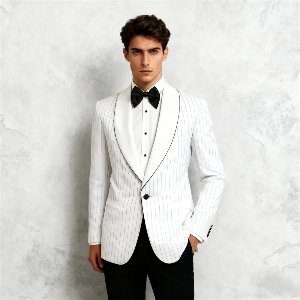 Stripe One Button Suit Blazer for Men Shawl Neck Business Smart Suit Jacket Tailored Suit Jacket Prom Tux
Stripe One Button Suit Blazer for Men Shawl Neck Business Smart Suit Jacket Tailored Suit Jacket Prom Tux