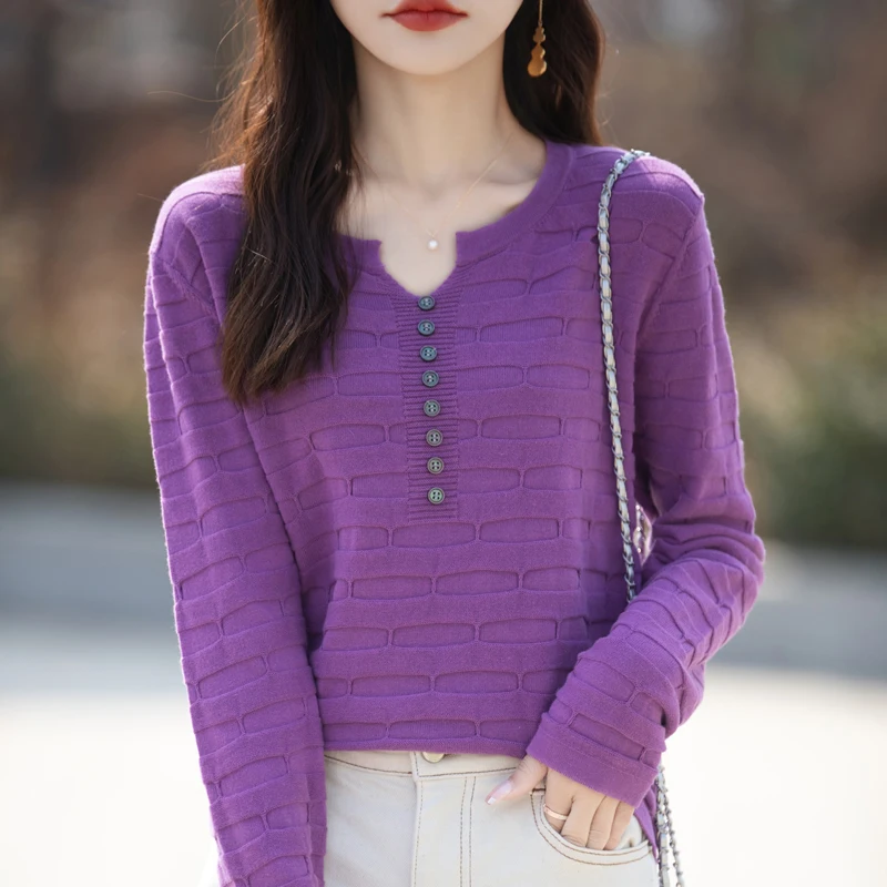 Autumn Winter Women 100% Cotton Sweater V-neck Half Open Buckle Pullover Square Pit Sweater Slim Knitted Warm Bottoming Tops
Autumn Winter Women 100% Cotton Sweater V-neck Half Open Buckle Pullover Square Pit Sweater Slim Knitted Warm Bottoming Tops