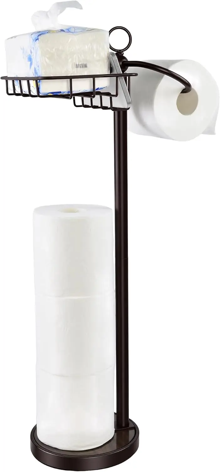 Free Standing Toilet Paper Holder with Basket, Stainless Steel 23" H, Rustproof, Rich Bronze
Free Standing Toilet Paper Holder with Basket, Stainless Steel 23" H, Rustproof, Rich Bronze
