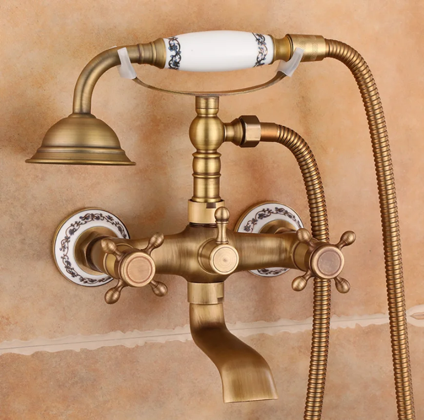 Brass antique-style bathroom shower set, including a faucet and a showerhead, suitable for home use,
Brass antique-style bathroom shower set, including a faucet and a showerhead, suitable for home use,