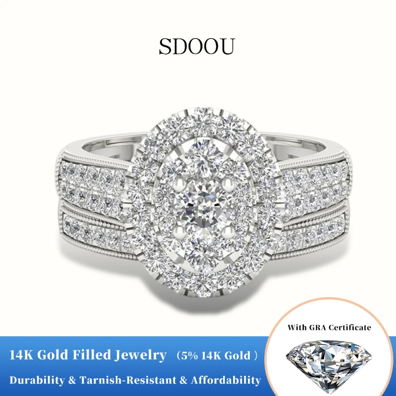 SDOOU Luxury 2PCS 14K Gold Filled Women's ring Set Round Moissanite Engagement Rings Certified Wedding Customized Fine Jewelry
SDOOU Luxury 2PCS 14K Gold Filled Women's ring Set Round Moissanite Engagement Rings Certified Wedding Customized Fine Jewelry