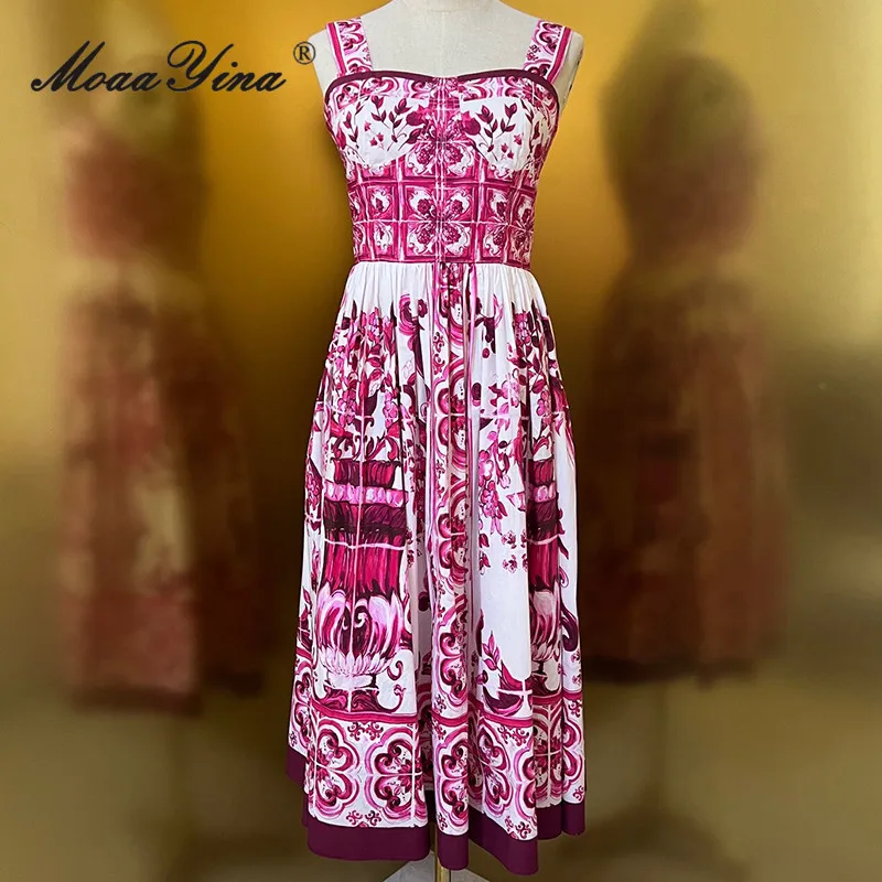 MoaaYina Summer Fashion Designer Vintage Cotton Sling Dress Women's Square Collar Backless Elastic Waist Slim Print Long Dress
MoaaYina Summer Fashion Designer Vintage Cotton Sling Dress Women's Square Collar Backless Elastic Waist Slim Print Long Dress