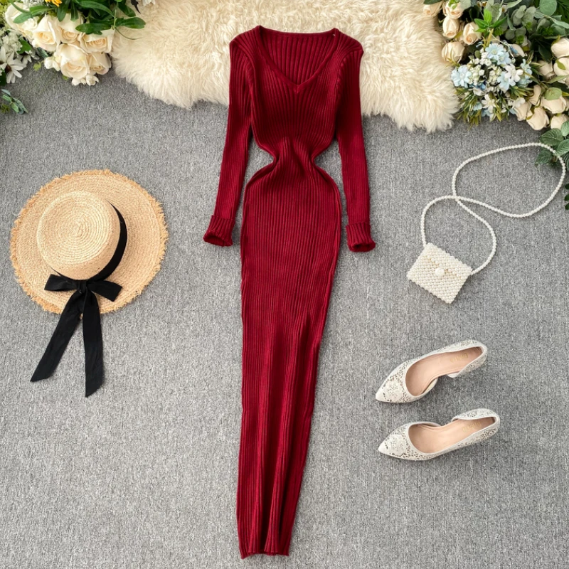 Women Knitted Long Dress Autumn Winter 2023 Elegant Pleated A-line Midi Dresses Female V-neck Casual Ladies Ribbed Maxi Robe
Women Knitted Long Dress Autumn Winter 2023 Elegant Pleated A-line Midi Dresses Female V-neck Casual Ladies Ribbed Maxi Robe