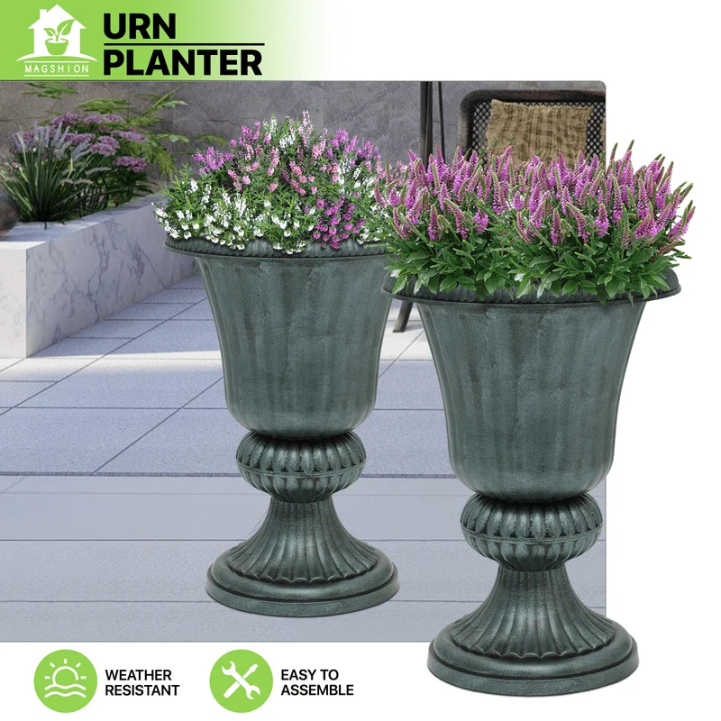 2 PCS, 20" Urn Planters for Outdoor Plants, Large Decorative Front Porch Planters, Tall Plastic Flower Pots for Garden, Patio & Entryway Decoration
2 PCS, 20" Urn Planters for Outdoor Plants, Large Decorative Front Porch Planters, Tall Plastic Flower Pots for Garden, Patio & Entryway Decoration