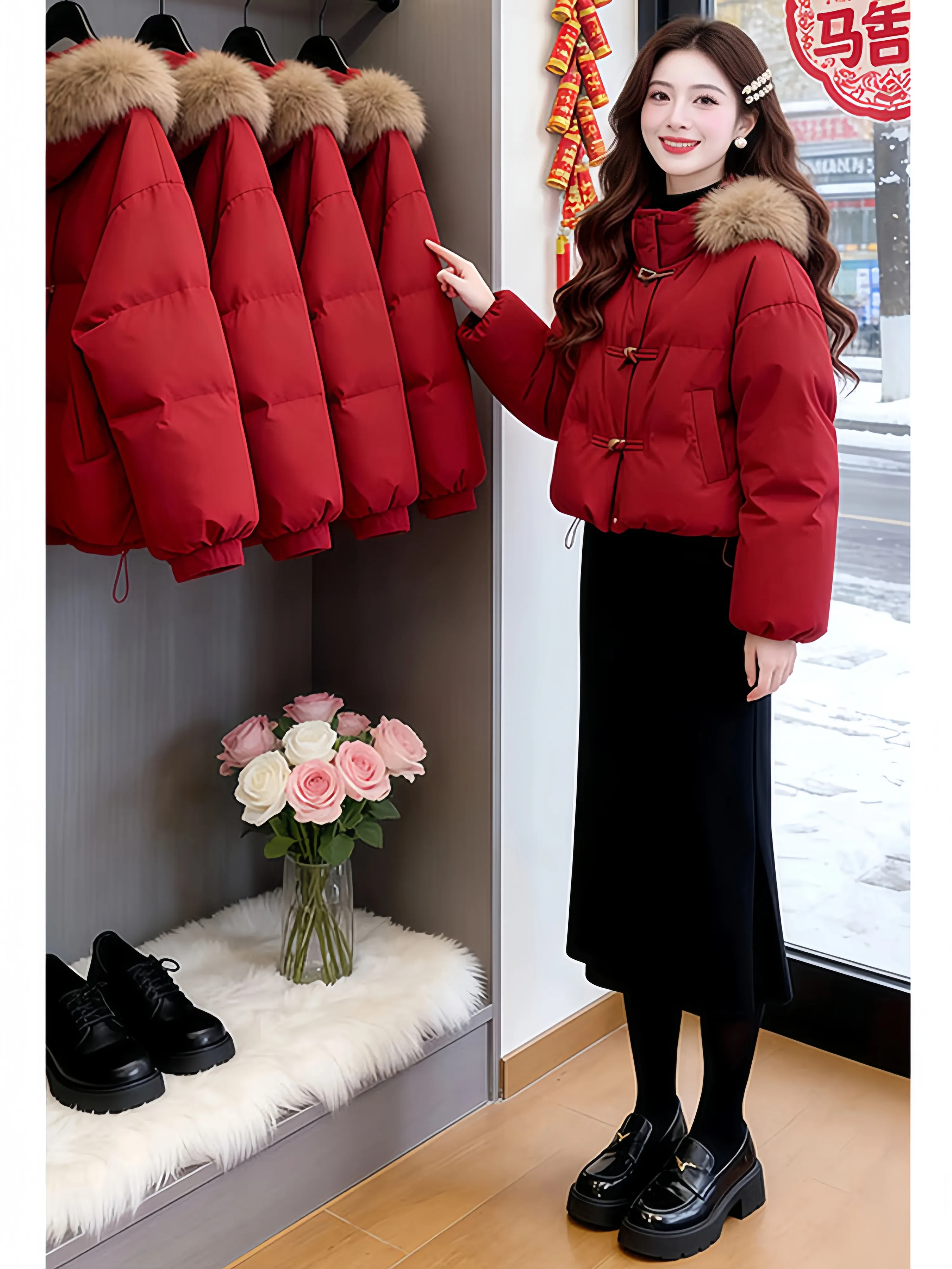 Red Loose Cotton Jacket Women's Winter New Year's Fashion Korean Style with Button Design Thickened Long Sleeve Short Coat
Red Loose Cotton Jacket Women's Winter New Year's Fashion Korean Style with Button Design Thickened Long Sleeve Short Coat