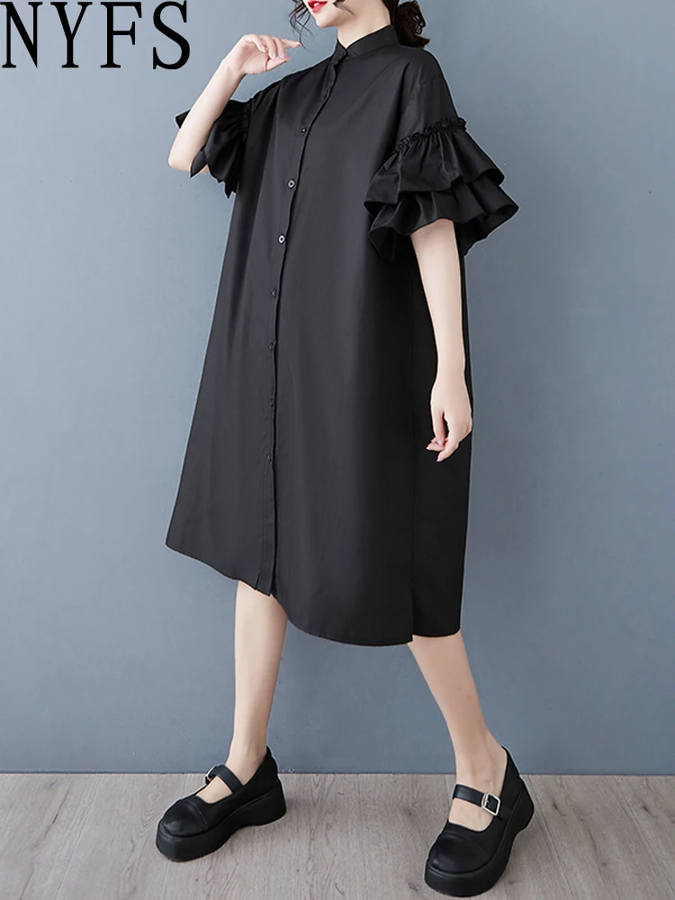 NYFS plus Size Women's Dresses Spring Summer 2025 Loose Fashion Lotus leaf sleeves Shirt Dress Robe Elbise Korean Style
NYFS plus Size Women's Dresses Spring Summer 2025 Loose Fashion Lotus leaf sleeves Shirt Dress Robe Elbise Korean Style