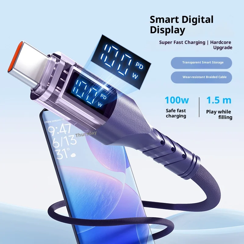 USB Type C Cable 100W 10A Fast Charging Wire Mobile Phone USB For Huawei Pura 80 Xiaomi Realme Samsung USB C Data Cable Cord
USB Type C Cable 100W 10A Fast Charging Wire Mobile Phone USB For Huawei Pura 80 Xiaomi Realme Samsung USB C Data Cable Cord