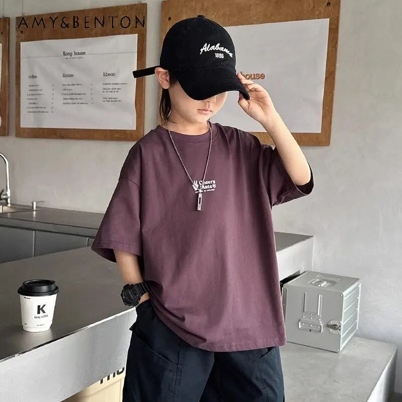 Boys K-style Loose Thin Short-sleeved T-shirt Summer 2026 New Kids Letter Print Pure Cotton Half-sleeved Versatile Casual Tops
Boys K-style Loose Thin Short-sleeved T-shirt Summer 2026 New Kids Letter Print Pure Cotton Half-sleeved Versatile Casual Tops