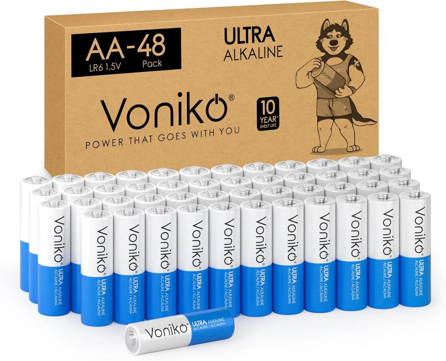 48 Pack AA Batteries, Alkaline Double A, Ultra Long-Lasting, Leakproof 1.5V, 10-Year Shelf Life
48 Pack AA Batteries, Alkaline Double A, Ultra Long-Lasting, Leakproof 1.5V, 10-Year Shelf Life