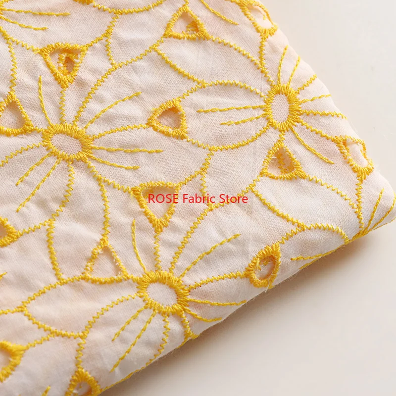 Yellow Flower Hollow Embroidery Soft Cotton Fabric For Clothing Custom Skirt Handmade DIY Fabric Accessories
Yellow Flower Hollow Embroidery Soft Cotton Fabric For Clothing Custom Skirt Handmade DIY Fabric Accessories