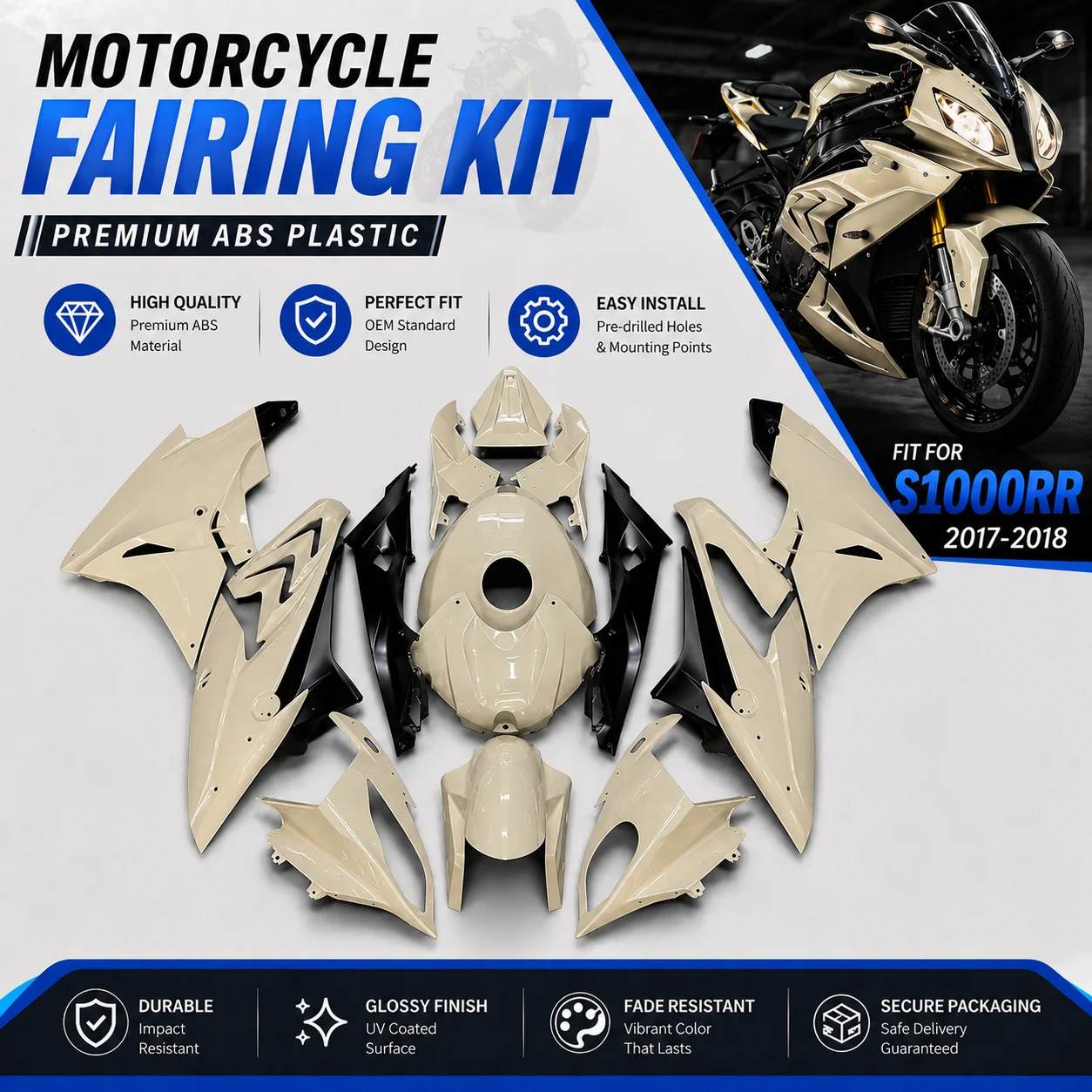 Custom ABS Fairing Kit for BMW S1000RR 2017 2018 S1000 RR 17 18 Injection Mold Motorcycle Body Rebuild Racing Bodywork
Custom ABS Fairing Kit for BMW S1000RR 2017 2018 S1000 RR 17 18 Injection Mold Motorcycle Body Rebuild Racing Bodywork