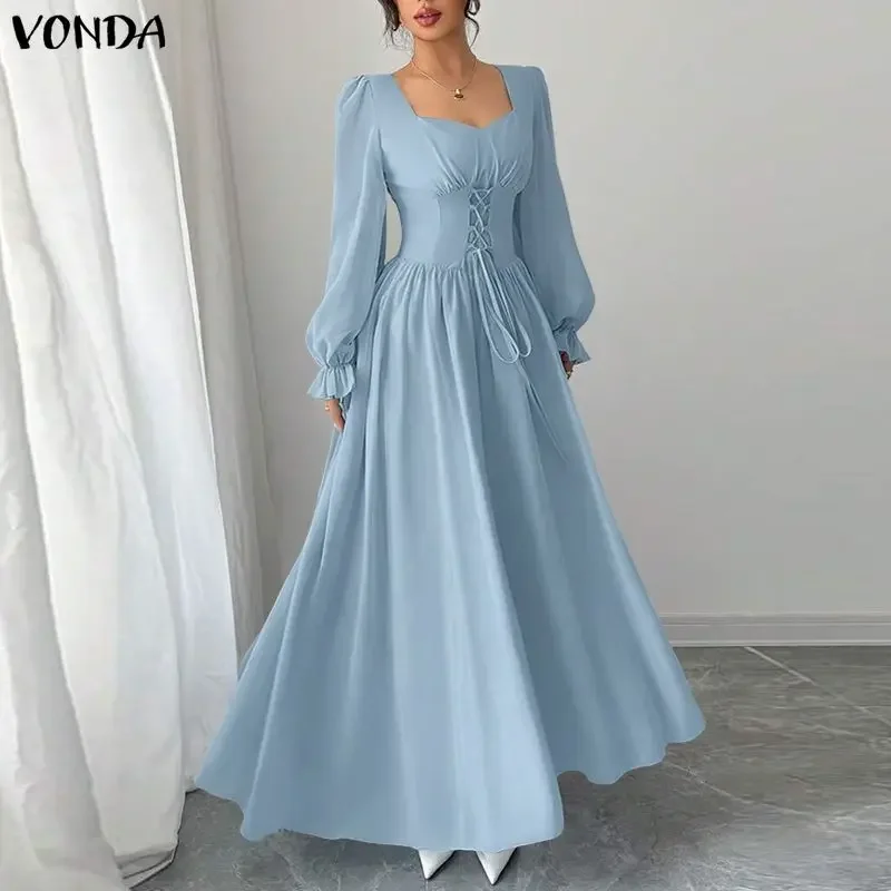 Вечерние платья VONDA для женщин, сексуальное платье с квадратным вырезом, на завязках на талии, однотонное, макси, с длинным рукавом, элегантное, больших размеров, до 5XL
Вечерние платья VONDA для женщин, сексуальное платье с квадратным вырезом, на завязках на талии, однотонное, макси, с длинным рукавом, элегантное, больших размеров, до 5XL