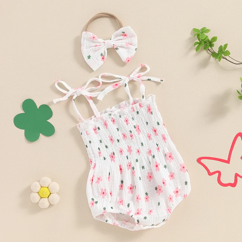 Baby Girl 2Pcs Summer Outfits Cute Sleeveless Tie Strap Floral Romper with Headband Set Newborn Clothes
Baby Girl 2Pcs Summer Outfits Cute Sleeveless Tie Strap Floral Romper with Headband Set Newborn Clothes