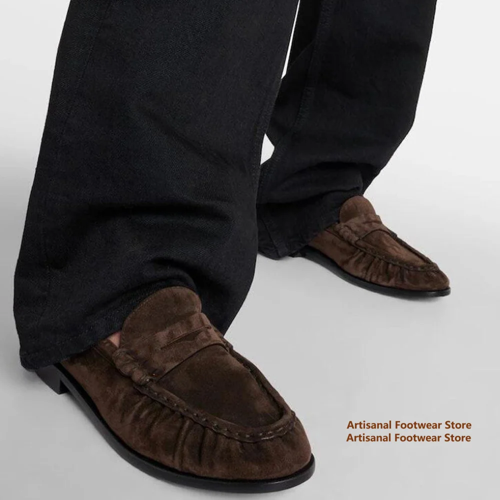 Dark Brown Suede Ruched Loafers Chunky Low Heel Casual Slip-On Shoes Luxury Designer Trendy Handmade Luxury Mew In Men's Shoes
Dark Brown Suede Ruched Loafers Chunky Low Heel Casual Slip-On Shoes Luxury Designer Trendy Handmade Luxury Mew In Men's Shoes
