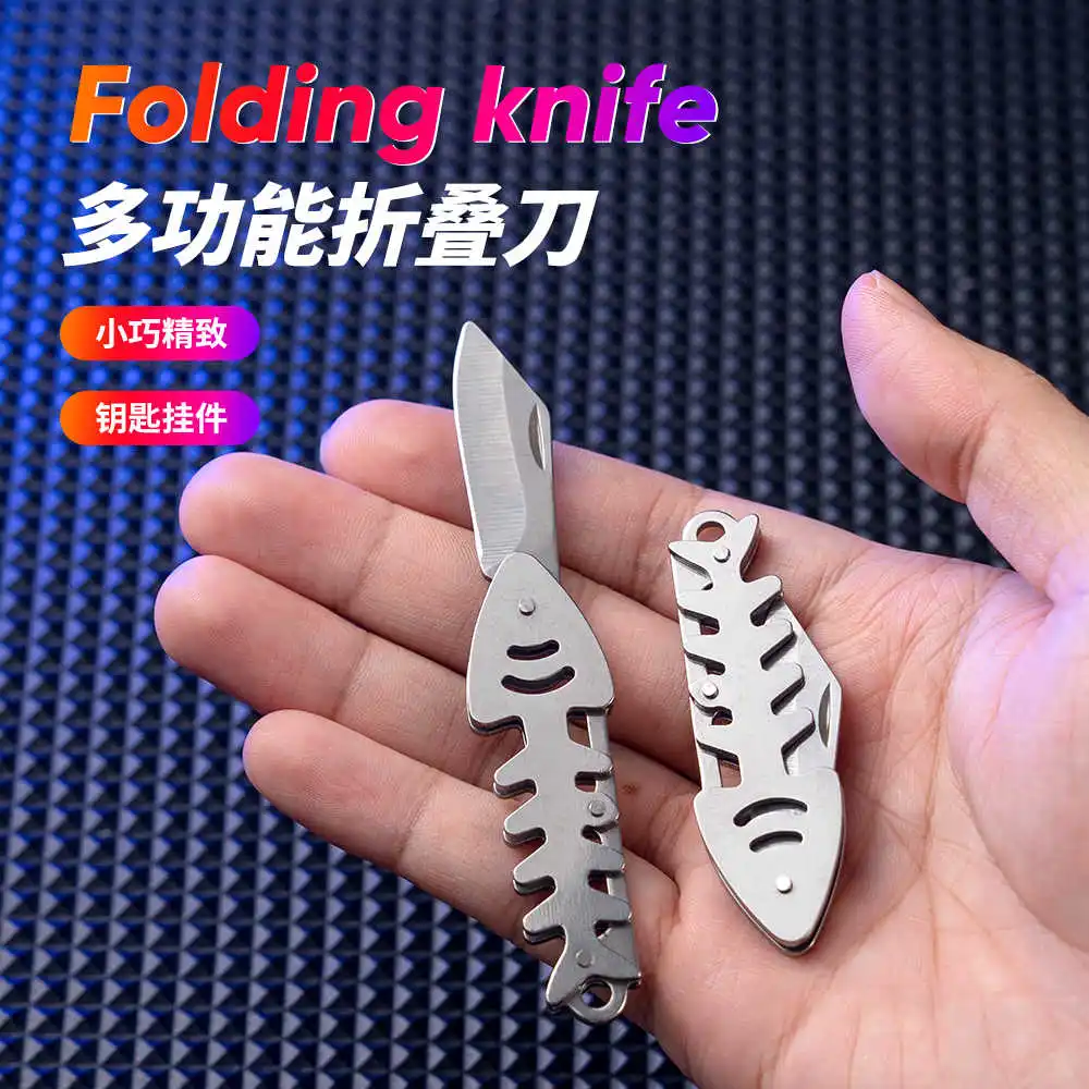 Fishbone Personality folding knife Sharp fruit knife Portable keychain Mini knife Express box cutter pendant
Fishbone Personality folding knife Sharp fruit knife Portable keychain Mini knife Express box cutter pendant