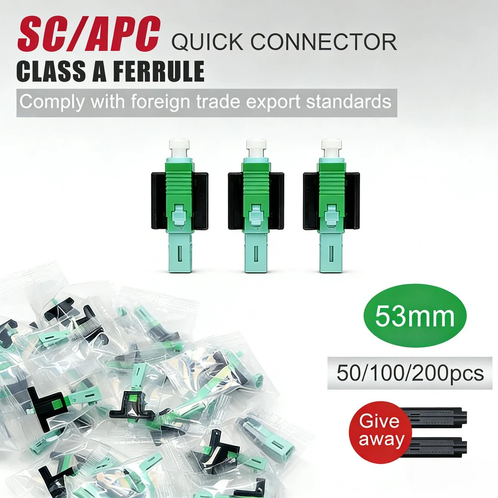 Быстрый оптический коннектор 53 мм APC SC для FTTH, однорежимный, для полевой сборки, с низкими потерями, высокой точностью, без нагрева, для быстрого монтажа
Быстрый оптический коннектор 53 мм APC SC для FTTH, однорежимный, для полевой сборки, с низкими потерями, высокой точностью, без нагрева, для быстрого монтажа