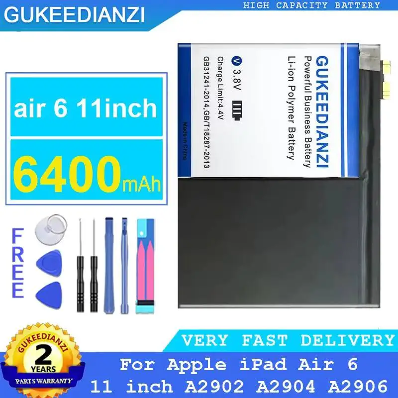 Long Lasting 6400mAh For Apple iPad Air 6 11 Inch A2902 A2904 A2906 11inch Tablet Battery
Long Lasting 6400mAh For Apple iPad Air 6 11 Inch A2902 A2904 A2906 11inch Tablet Battery