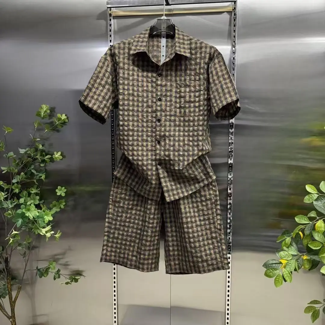 Men's Shorts Sets Outfits 2 Piece Summer Tracksuit Short Sleeve plaid Shirt with Shorts Set Casual Sport Suit
Men's Shorts Sets Outfits 2 Piece Summer Tracksuit Short Sleeve plaid Shirt with Shorts Set Casual Sport Suit
