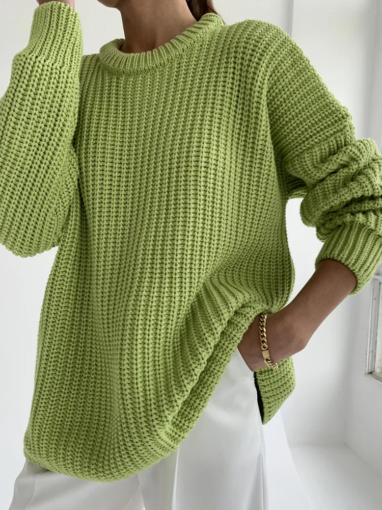 Winter Women's Loose Basic Sweater Thicken Oversize O-Neck Knitted Pullover Female Warm Solid Knitted Tops Jumper Knitwear
Winter Women's Loose Basic Sweater Thicken Oversize O-Neck Knitted Pullover Female Warm Solid Knitted Tops Jumper Knitwear