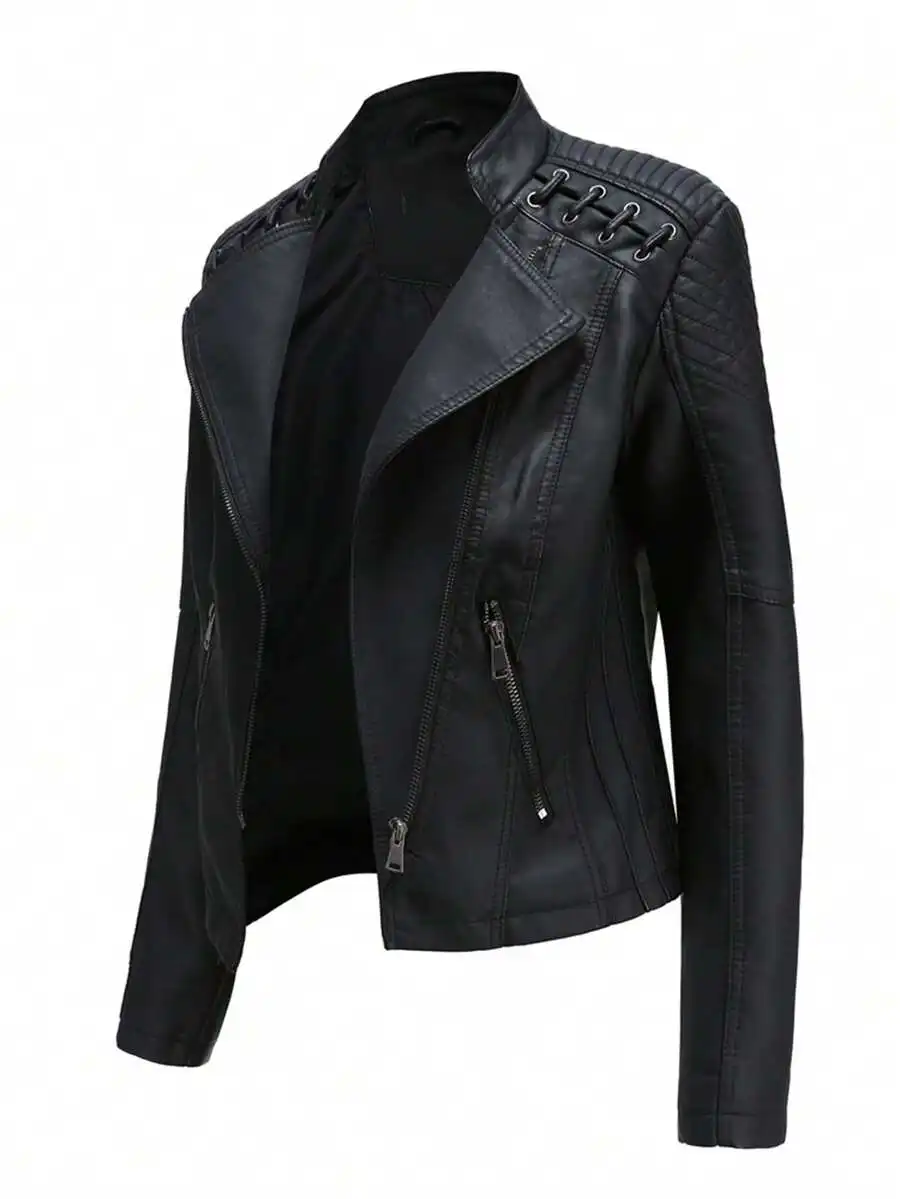 New Spring/Autumn Women's Short Slim Fit Thin Jacket, Women's Motorcycle Jacket, Women's Faux Leather Jacket 6638
New Spring/Autumn Women's Short Slim Fit Thin Jacket, Women's Motorcycle Jacket, Women's Faux Leather Jacket 6638