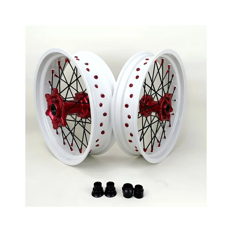 Supermoto Wheel Sets for CRF 250 & 450 3.5\"X17\" White Rims with Red Hubs and 5.0\"X17\" New Condition
Supermoto Wheel Sets for CRF 250 & 450 3.5\"X17\" White Rims with Red Hubs and 5.0\"X17\" New Condition