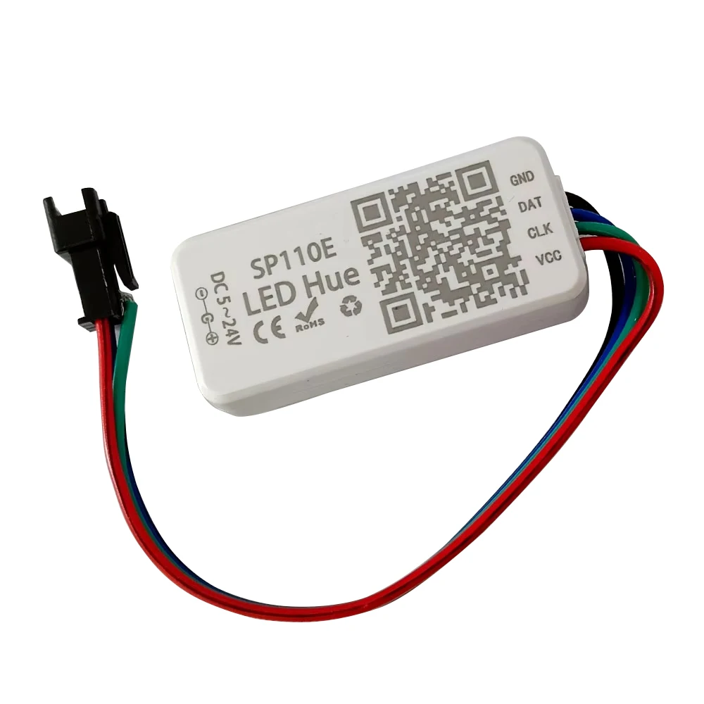 SP110E Bluetooth LED Controller Smart APP & Remote Control for 5050 RGB Strip 3-Pin Individually Addressable DC5-24V, 1024 LEDs