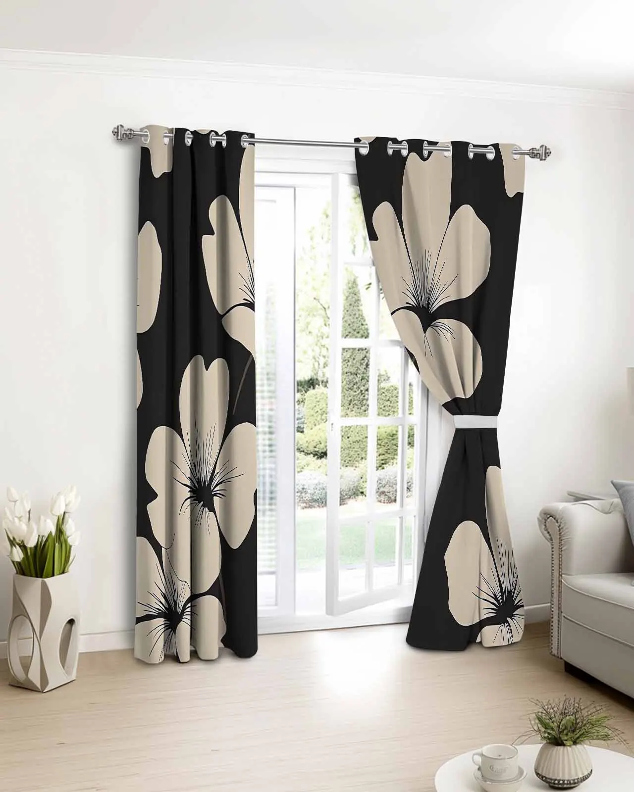 Vintage Silhouette Flowers Window Curtains Living Room Kitchen Curtains for Bedroom Left and Right Biparting Open Curtains
Vintage Silhouette Flowers Window Curtains Living Room Kitchen Curtains for Bedroom Left and Right Biparting Open Curtains