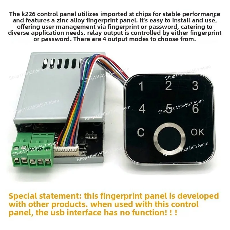 Плата управления схемой отпечатков пальцев и паролем K226, программируемый модуль с релейным выходом (импортный чип ST)
Плата управления схемой отпечатков пальцев и паролем K226, программируемый модуль с релейным выходом (импортный чип ST)