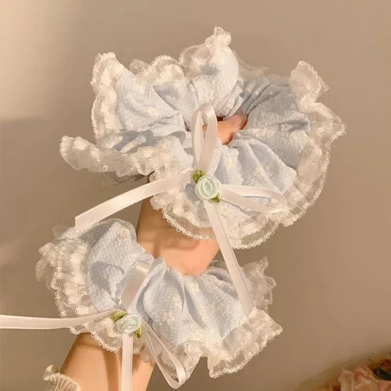 2025 Сладкий бант с цветочным кружевом для толстой кишки, повязка для волос в Корейском стиле с синей морской солью для девочек, резинка для волос, аксессуары для волос, женские аксессуары 
2025 Сладкий бант с цветочным кружевом для толстой кишки, повязка для волос в Корейском стиле с синей морской солью для девочек, резинка для волос, аксессуары для волос, женские аксессуары