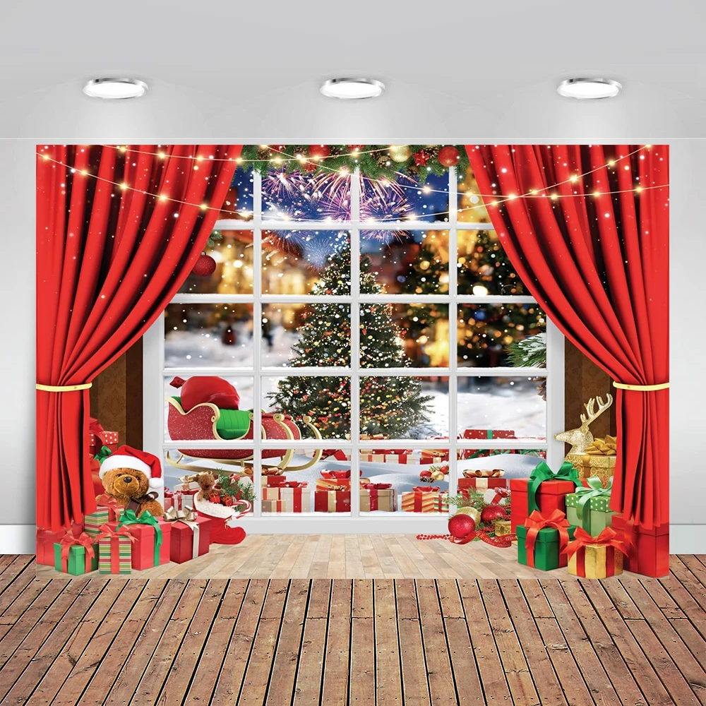 Red Christmas Backdrop Bear Gifts Christmas Tree Photo Backdrop Windows Xmas Background for Family Gathering Christmas Party
Red Christmas Backdrop Bear Gifts Christmas Tree Photo Backdrop Windows Xmas Background for Family Gathering Christmas Party