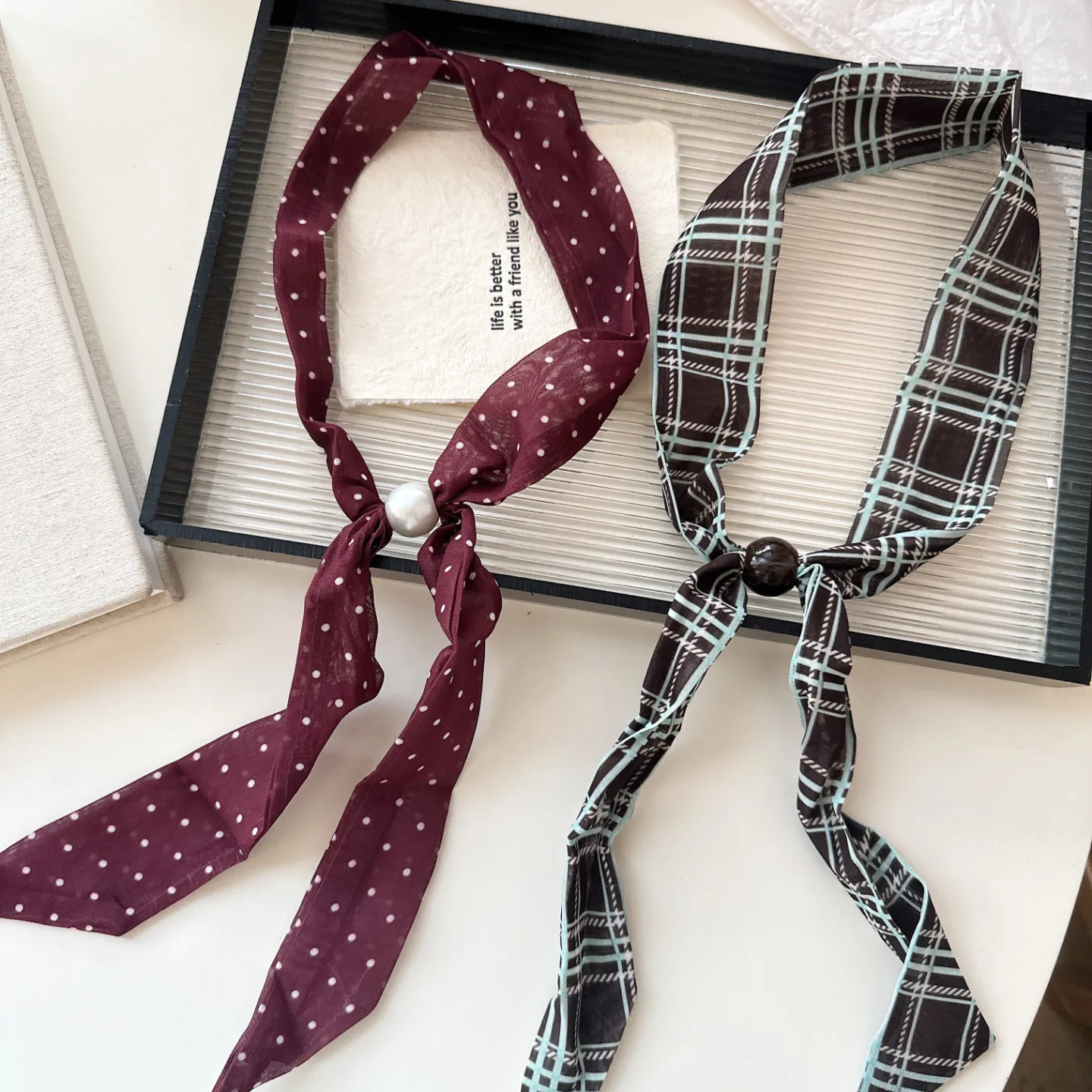 Adjustable Polka Dot Plaid Chiffon Scarf Necklace for Women Premium Elegant Vintage Boho Style Lightweight Daily Hair Accessory
Adjustable Polka Dot Plaid Chiffon Scarf Necklace for Women Premium Elegant Vintage Boho Style Lightweight Daily Hair Accessory