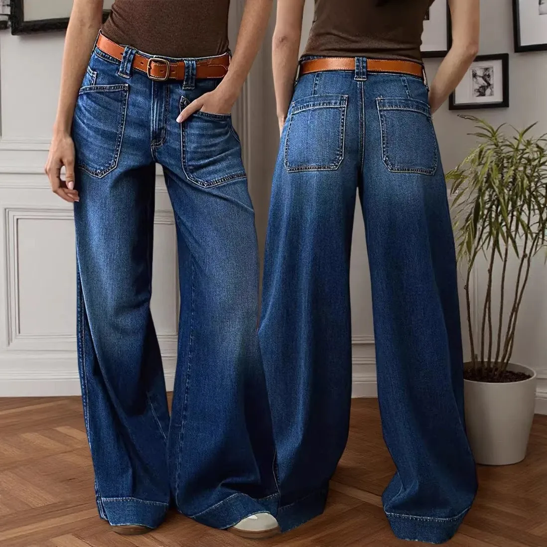 Y2K Women Baggy Jeans Flared Wide Leg Denim Pants Mid Waist Cotton Washed Denim Trousers Medium Wash Button Fly Classic Five
Y2K Women Baggy Jeans Flared Wide Leg Denim Pants Mid Waist Cotton Washed Denim Trousers Medium Wash Button Fly Classic Five