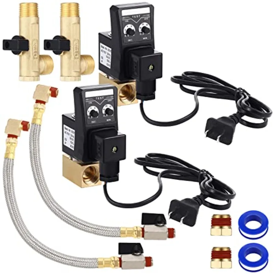 2 Sets Electronic Drain Valve Kit Automatic, 110V Timed Tank Drain Water Valve for Air Compressed Separating
2 Sets Electronic Drain Valve Kit Automatic, 110V Timed Tank Drain Water Valve for Air Compressed Separating