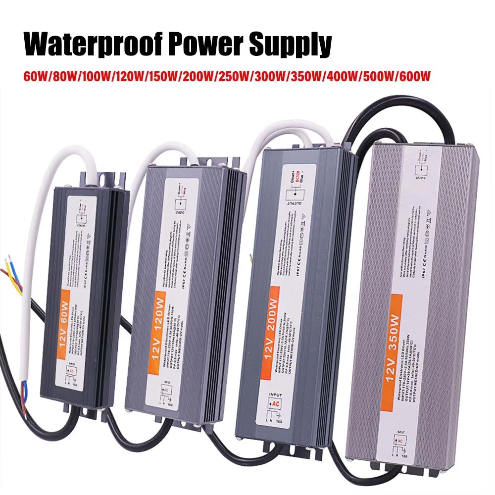 AC/DC Waterproof Lighting Power Supply IP67 12V 24V Outdoor LED Driver 60W 80W 100W 200W 300W 500W Transformer Power Adapter 
AC/DC Waterproof Lighting Power Supply IP67 12V 24V Outdoor LED Driver 60W 80W 100W 200W 300W 500W Transformer Power Adapter