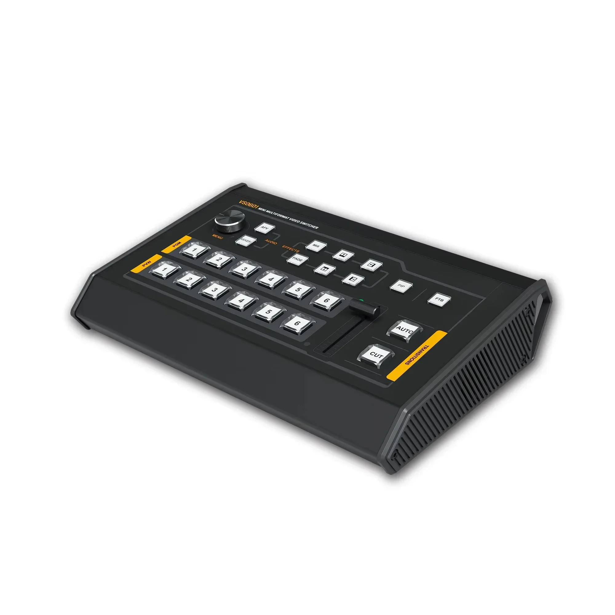VS0601 Mini 6 Channel SDI/HDMI Multi-format Video Switcher with T-Bar, CUT Transitions and WIPE Effects
VS0601 Mini 6 Channel SDI/HDMI Multi-format Video Switcher with T-Bar, CUT Transitions and WIPE Effects