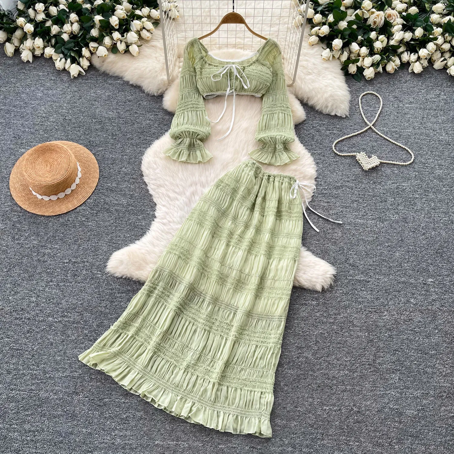Skirt Set Women Two Piece Sets Full Sleeve Off Shoulder Tops Long Skirts High Waist Y2k Streetwear Elegant Beach 2026 Summer
Skirt Set Women Two Piece Sets Full Sleeve Off Shoulder Tops Long Skirts High Waist Y2k Streetwear Elegant Beach 2026 Summer