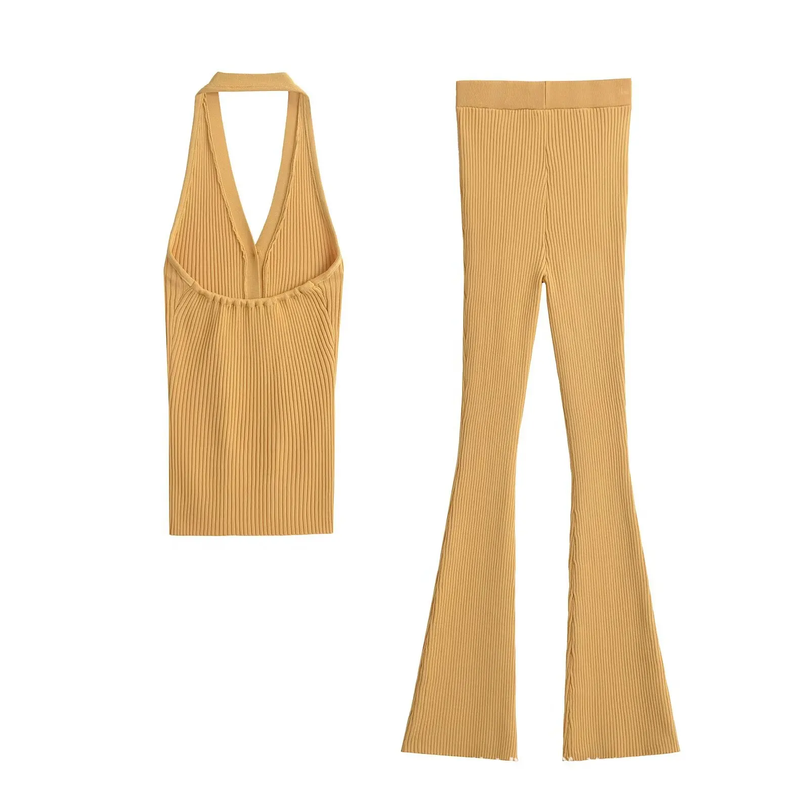Women's Summer Solid Colour V-Neck Neck Single Breasted Knit Top + High Waisted Elastic Waist Flared Pants Two Piece Set
Women's Summer Solid Colour V-Neck Neck Single Breasted Knit Top + High Waisted Elastic Waist Flared Pants Two Piece Set