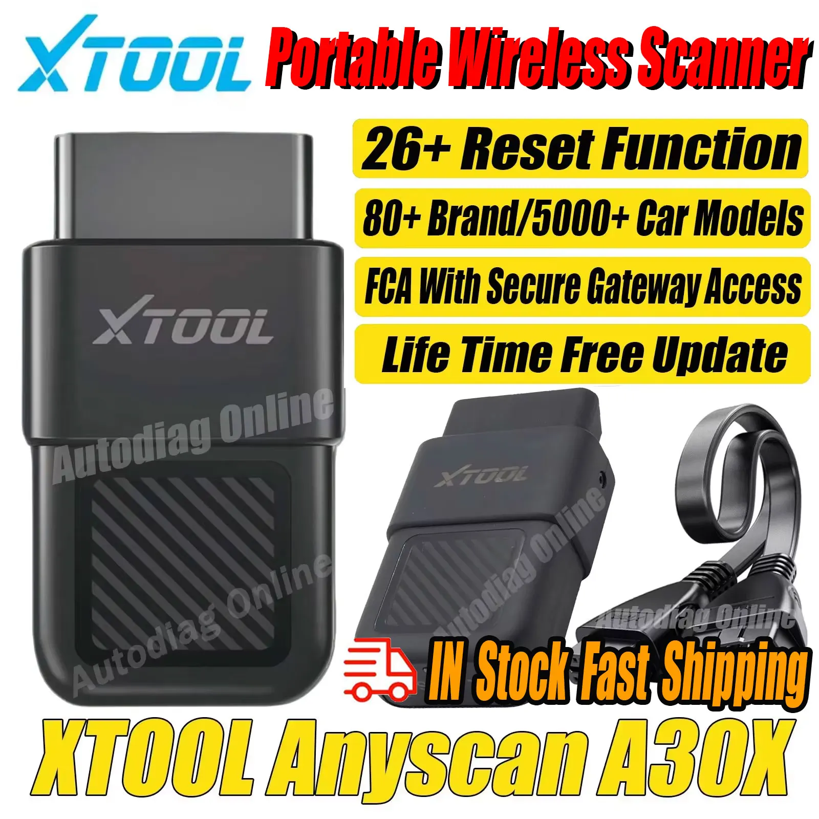 Автосканер XTOOL A30X с Bluetooth, диагностический инструмент для автомобилей, считыватель кодов неисправностей с функцией сброса (26+ сервисных функций), поддержка SGW для автомобилей FCA, OBD2 диагностический сканер.
Автосканер XTOOL A30X с Bluetooth, диагностический инструмент для автомобилей, считыватель кодов неисправностей с функцией сброса (26+ сервисных функций), поддержка SGW для автомобилей FCA, OBD2 диагностический сканер.