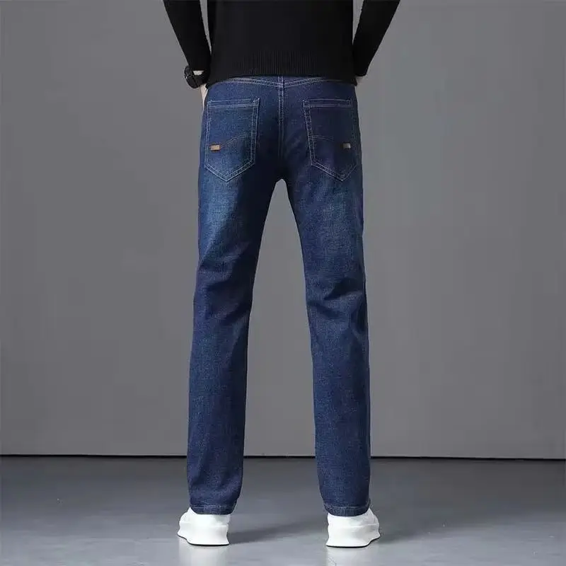 Осенние классические мужские приталенные эластичные джинсы, деловые повседневные хлопковые джинсовые прямые брюки, мужские черные, синие брюки
Осенние классические мужские приталенные эластичные джинсы, деловые повседневные хлопковые джинсовые прямые брюки, мужские черные, синие брюки