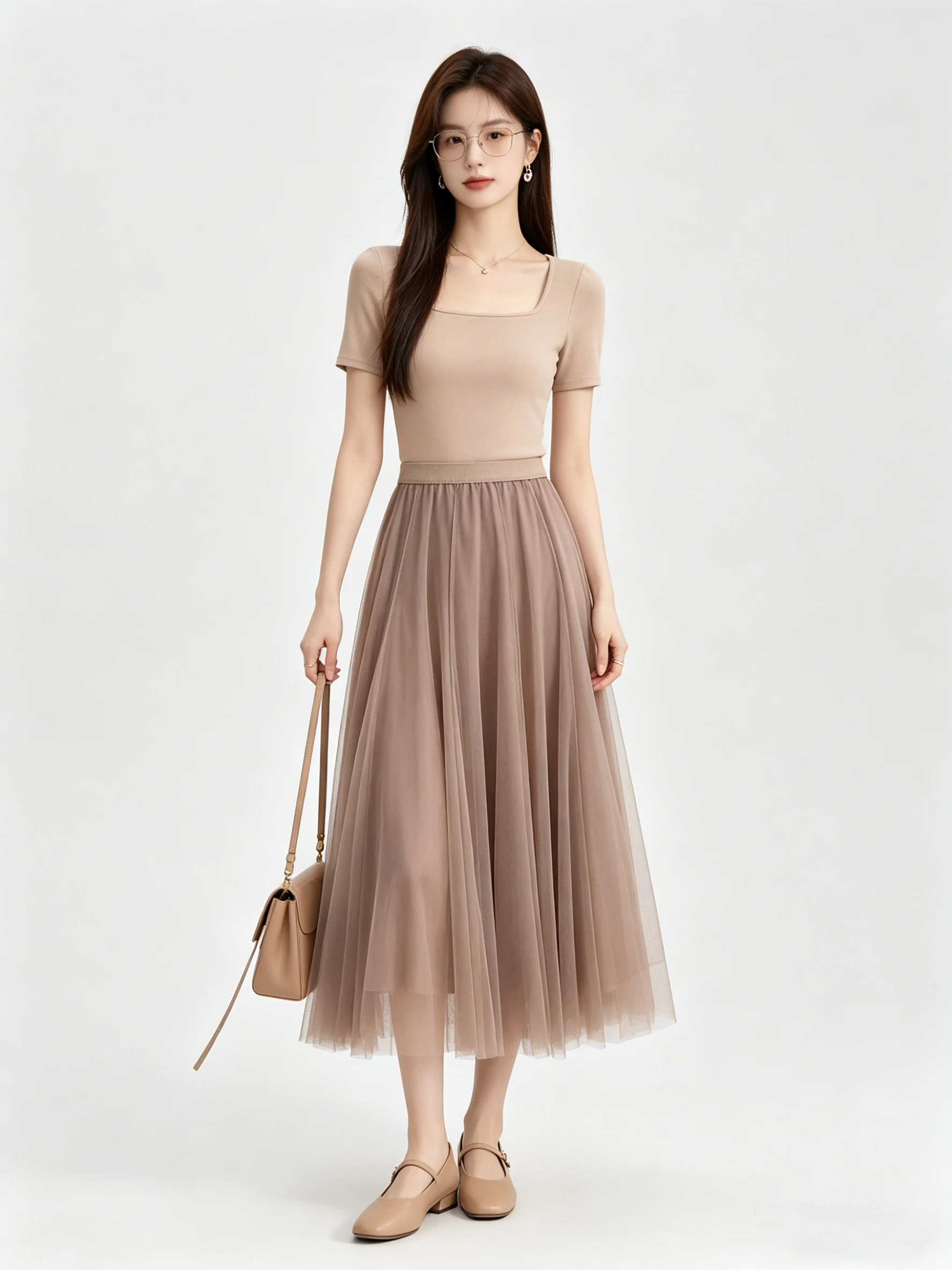 High Waist A-Line Skirt Semi-Body Mesh Skirt Elastic Waist Korean Style Summer Long Skirt Casual Breathable Women's Skirt
High Waist A-Line Skirt Semi-Body Mesh Skirt Elastic Waist Korean Style Summer Long Skirt Casual Breathable Women's Skirt