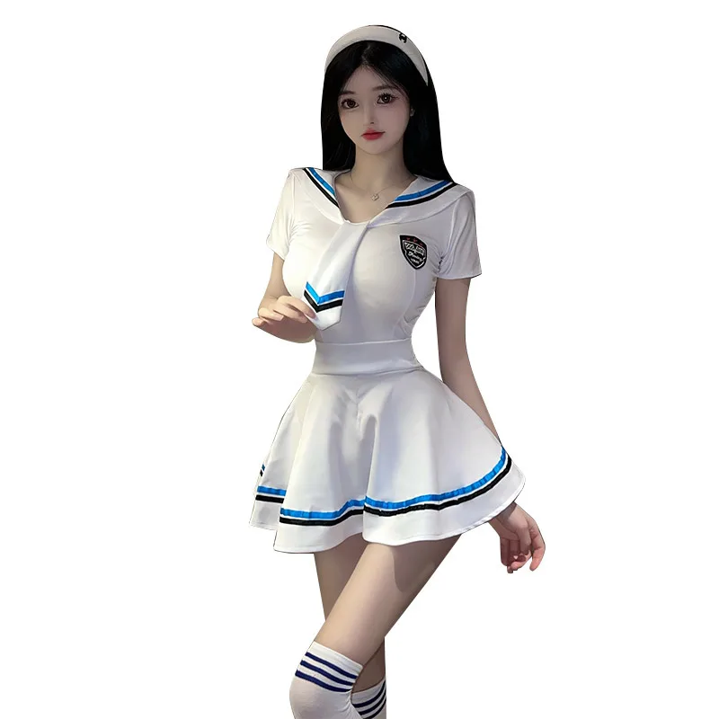 Cute Junior Sailor Uniform Hollow Out No Take Off Sexy Pure Desire College Style Pure Pleated Mini Skirt Set
Cute Junior Sailor Uniform Hollow Out No Take Off Sexy Pure Desire College Style Pure Pleated Mini Skirt Set
