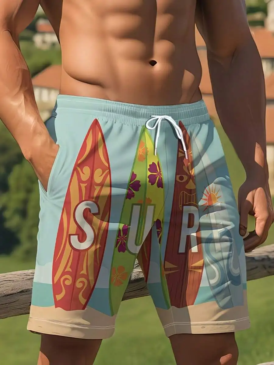Mens Surf Board Print Swim Shorts Lightweight Elastic Waist Beachwear
Mens Surf Board Print Swim Shorts Lightweight Elastic Waist Beachwear