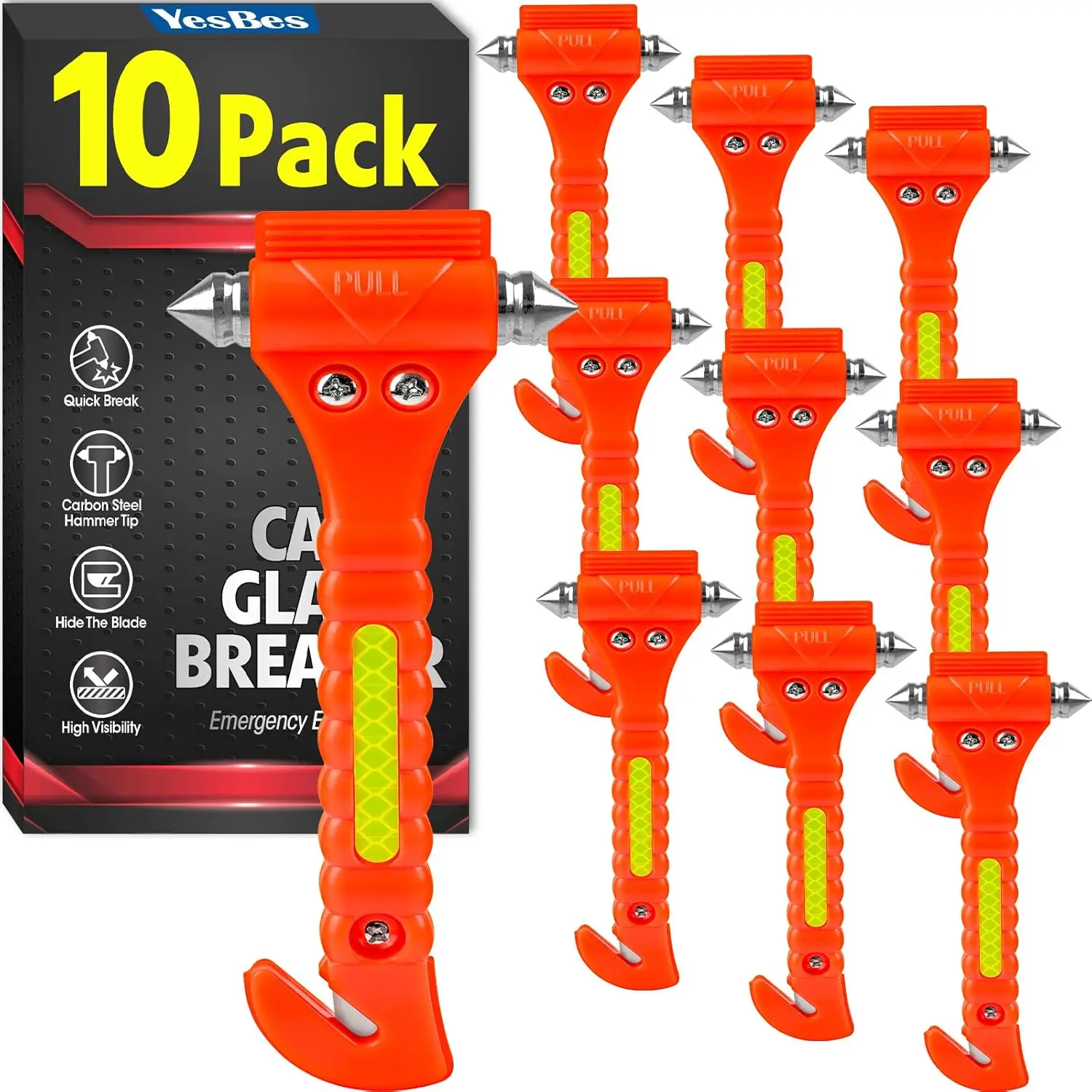 10-Pack Car Safety Hammer with Window Breaker & Seatbelt Cutter, Emergency Escape Tool for Auto Accessories
10-Pack Car Safety Hammer with Window Breaker & Seatbelt Cutter, Emergency Escape Tool for Auto Accessories